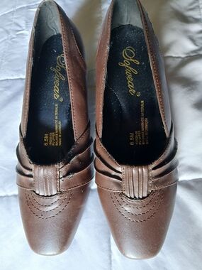 Women’s Brown Office Loafers with Pleated Strap